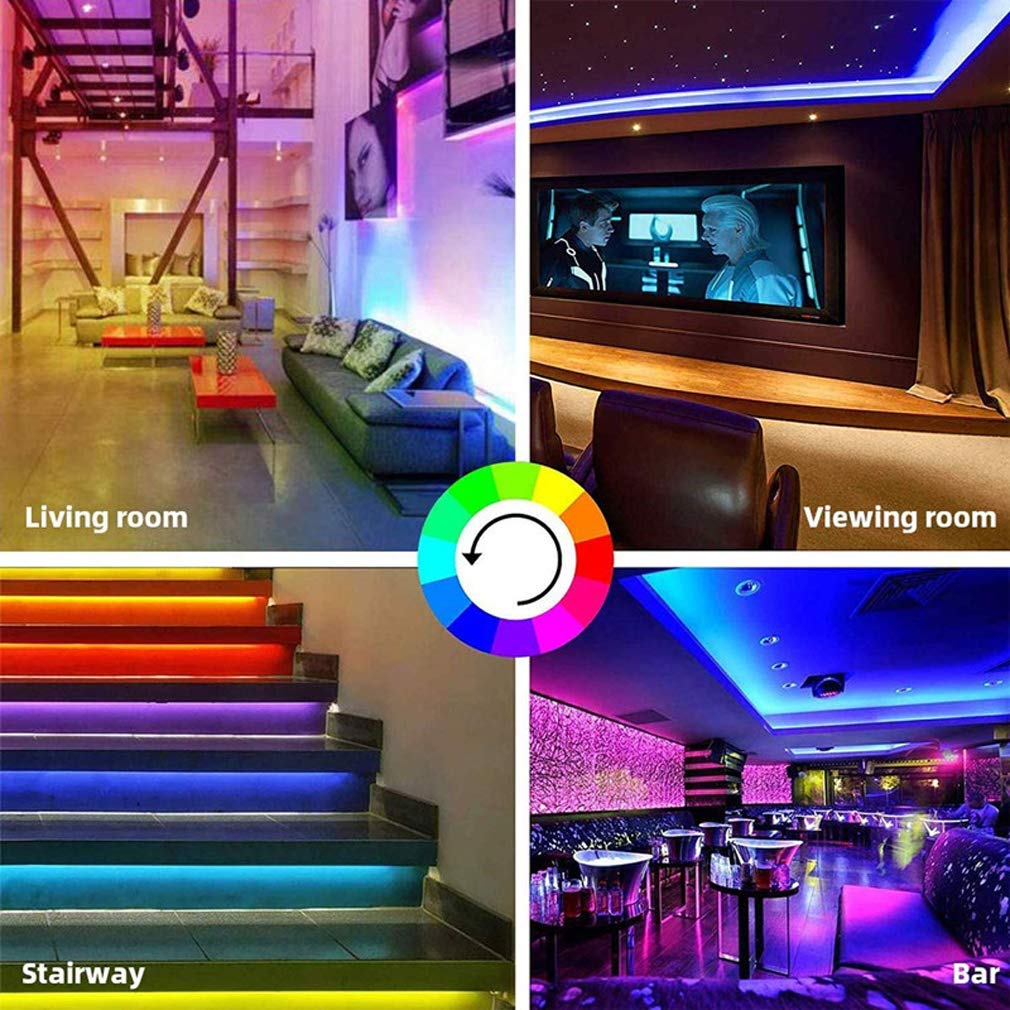 Striscia LED 5M, WiFi Luci LED Colorate Smart Phone Strisce LED Compatibile RGB SMD 5050 Musica SYNC LED Strip Controllo App E 44 Tasti Telecomando RF per Casa Cucina Festa TV Decorazione,15M