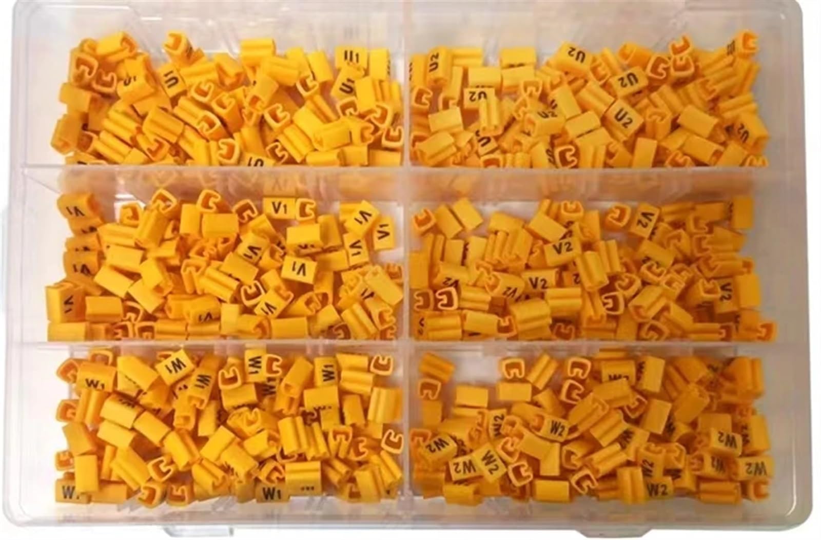 Étiquettes de marquage de câble Type EC U1 V1 W1 U2 V2 W2 U3 V3 W3 Jaune 2.5m 1200pcs