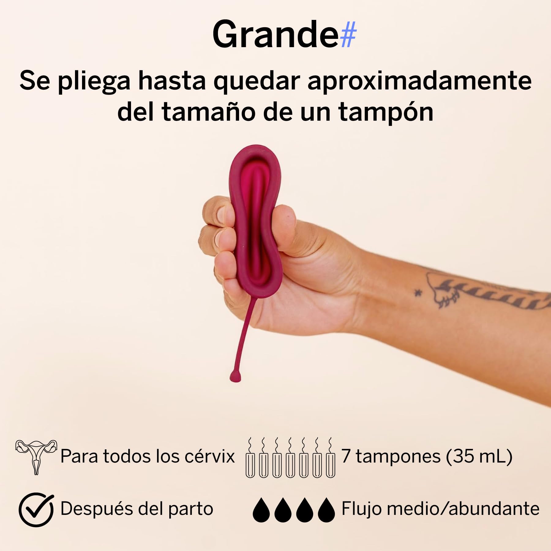Pixie disco menstrual - Silicona 100% de grado médico - Clasificado n.º1 como el disco reutilizable más suave - Se retira como un tampón - Uso hasta 12 h - Capacidad 7 tampones