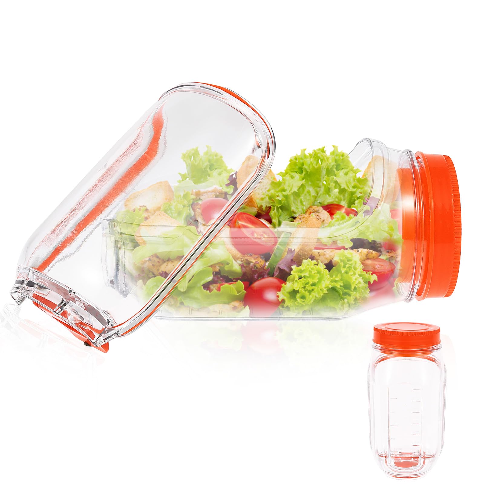 Zejexxb 1Pcs Orange Salad Pod Jar Vertical Layering Salad Pod Portable Salads Container Side Open With Leakproof Lid Meal Prep Jar Dishwasher Safe Vegetable Container For Home Outdoor Travel Camping Party (1Pcs Orange)