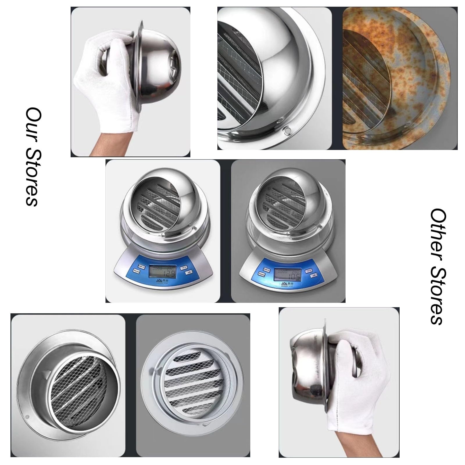 Rejilla de ventilación para Chimenea, Rejilla de ventilación de Acero Inoxidable con inclinación de 45° y mamparas integradas, aptas para oficinas (201,8 cm)