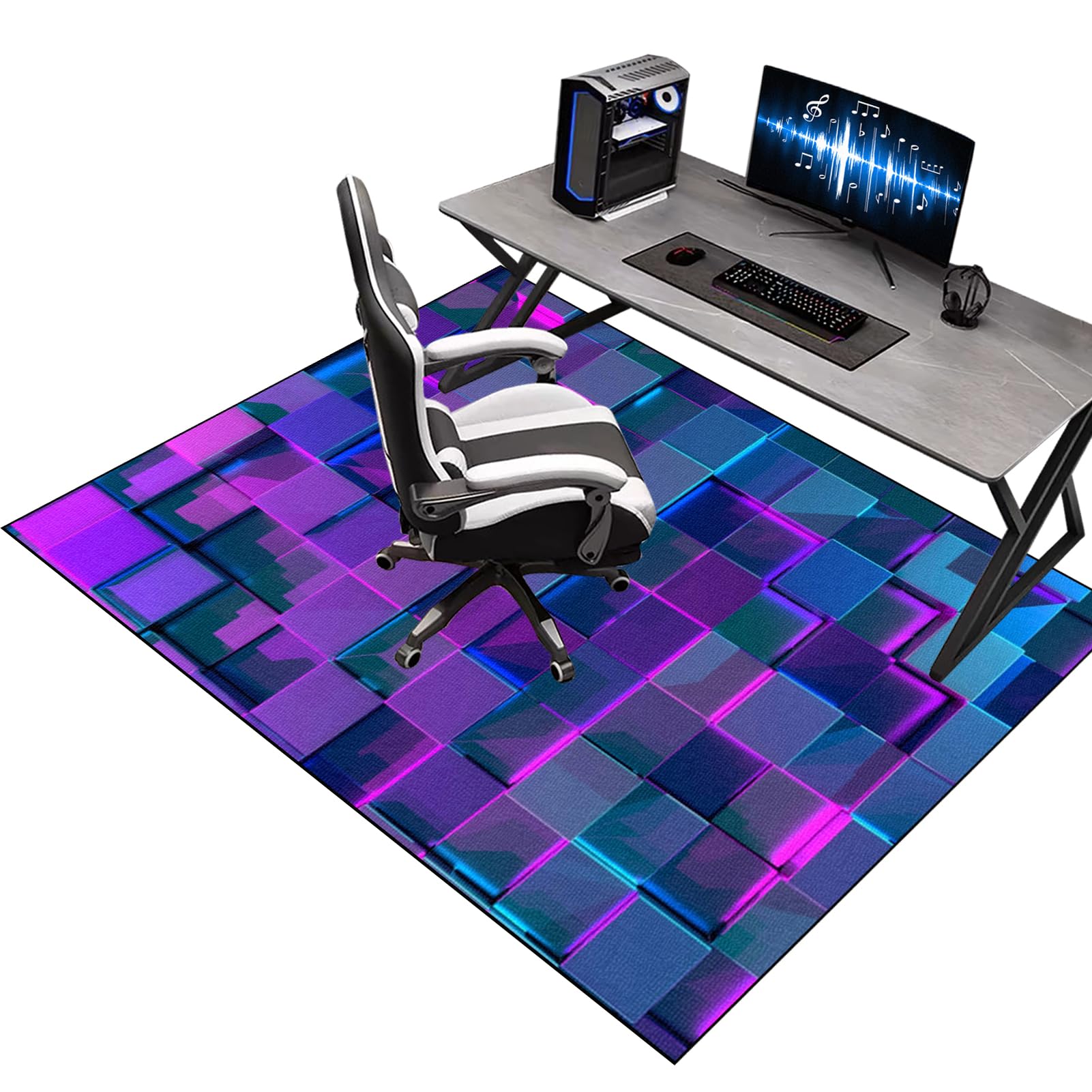 Office Gaming Chair Mats for Carpeted Floor, 70 x 100 cm Desk Chair Floor Protector Mat for Carpet, Computer Floor Mat for Carpets, Gaming Rug for Hard Floor, Floor Protector for Rolling Chair