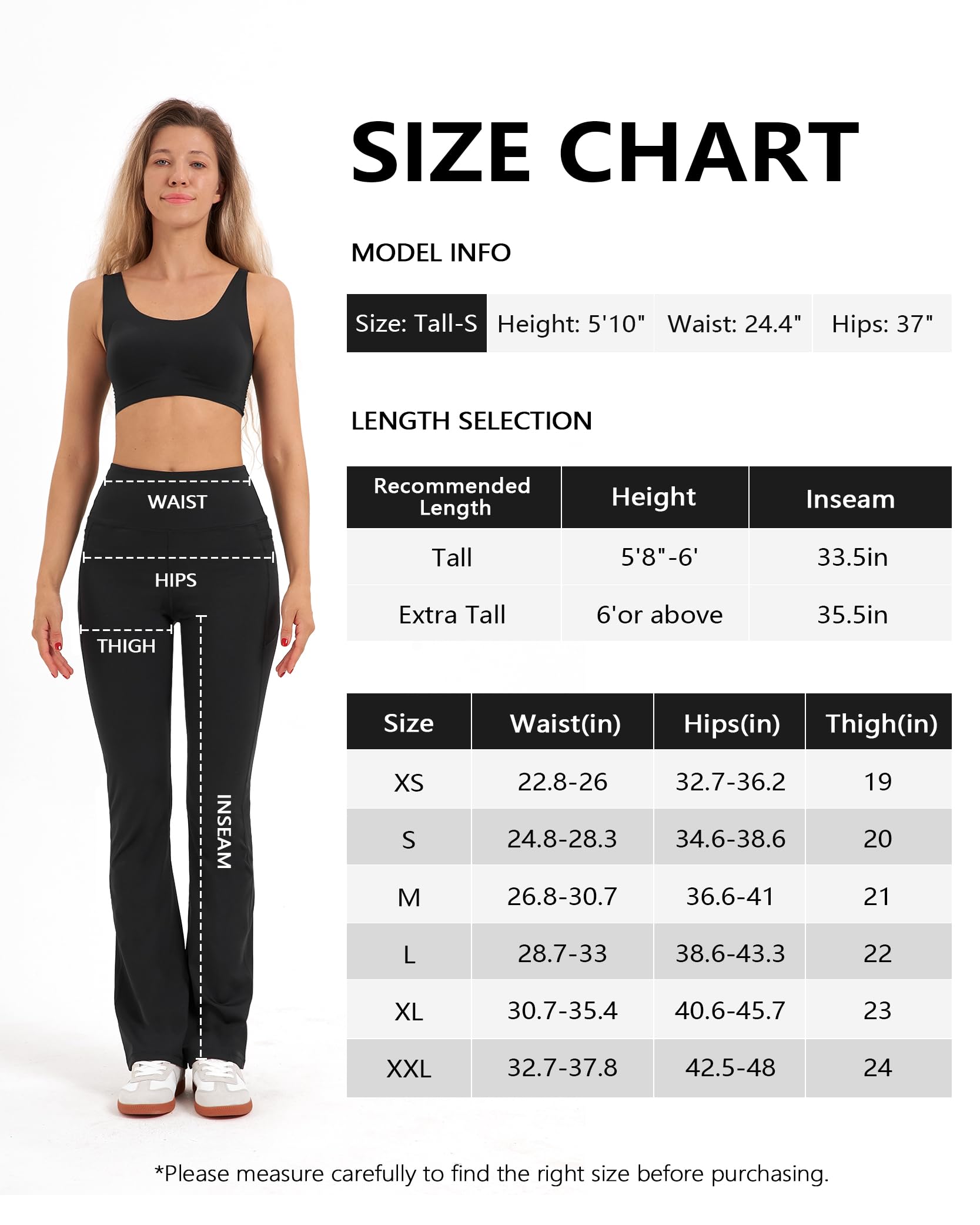 Zylioo Pantalon de Yoga Femme Boocut Taille Haute Leggings Sport Extra Long