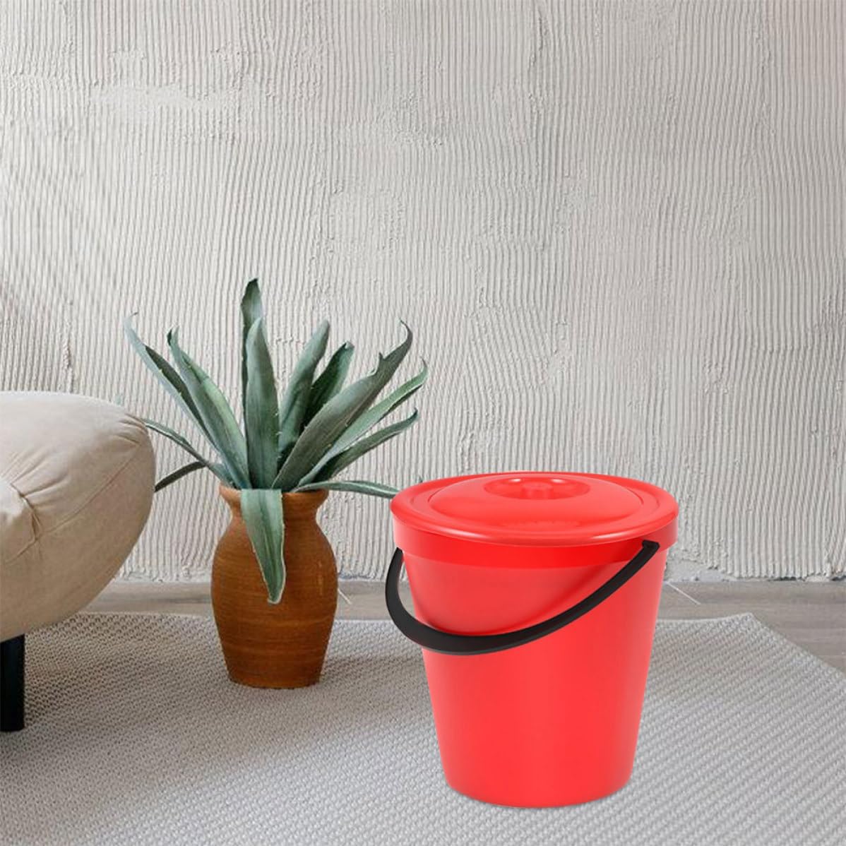 2pcs Plastic Trash Can Lid Replacement, Press down Fit Red