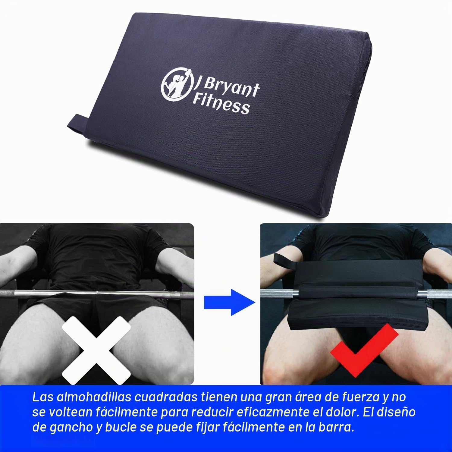 J Bryant Almohadilla de empuje de cadera – Almohadilla protectora de espuma cuadrada extra gruesa para levantamiento de pesas, equipo de gimnasio en casa de primera calidad para empujes de cadera y