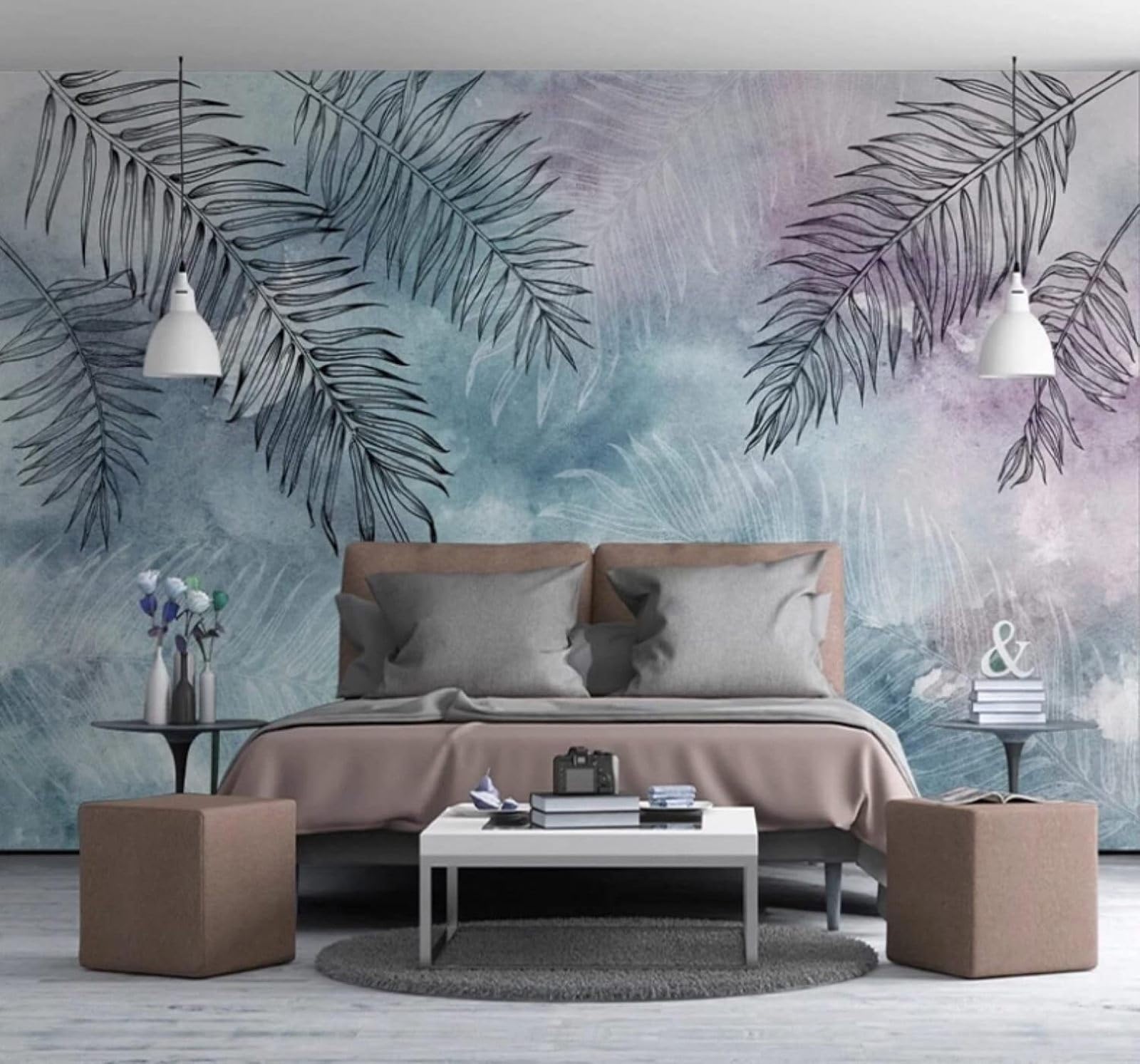 Vintage Hand Drawn Plants Banana Leaves Art 3D Wallpaper Easy Install Feature Office Living Room Sofa Bedroom TV Background Wall Decoration-400cm×280cm