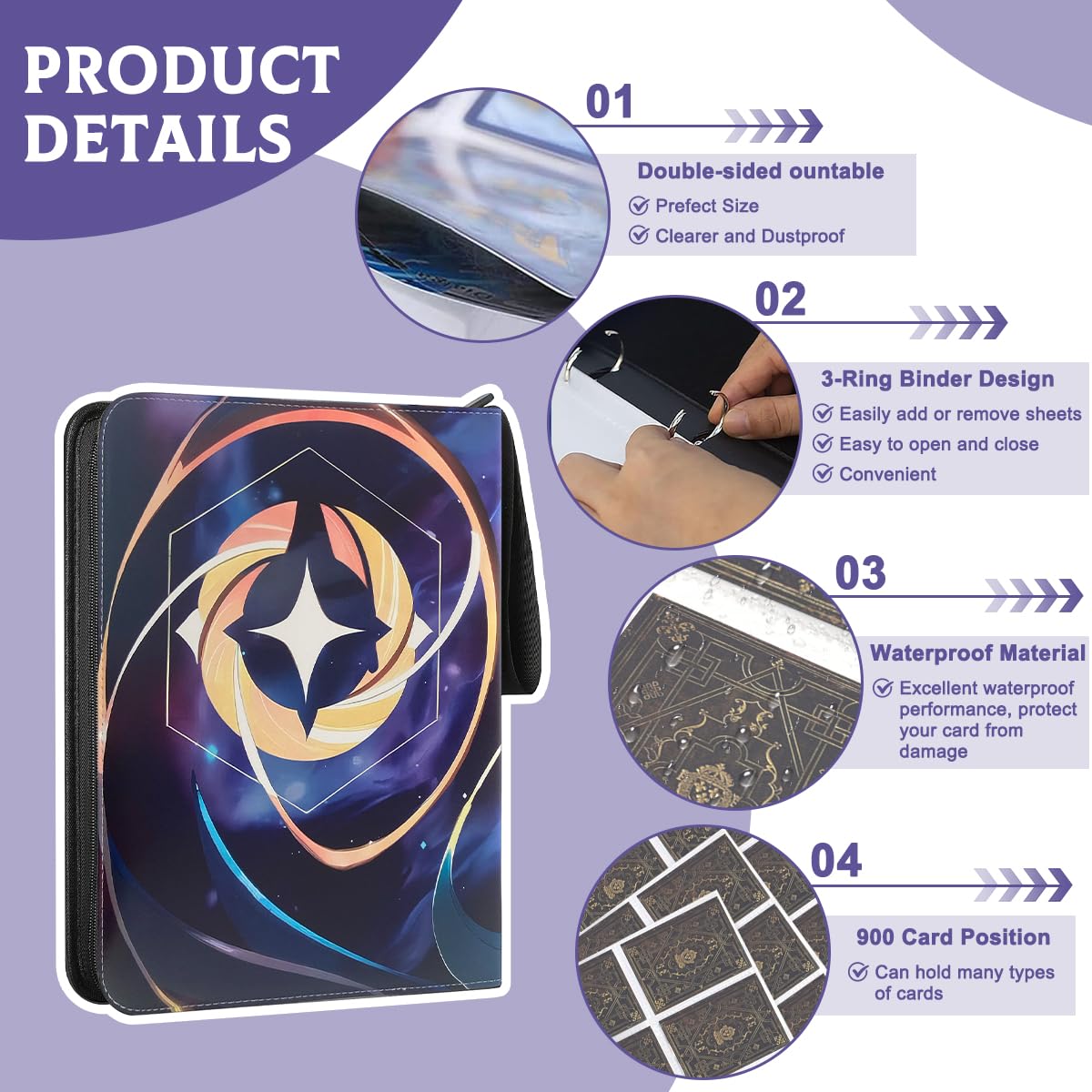 Classeur Porte-Cartes 900 Pochettes – Album Avec 50 Pages, Protection 9 Poches Par Page, Compatible MTG, TCG, Yu-Gi-Oh