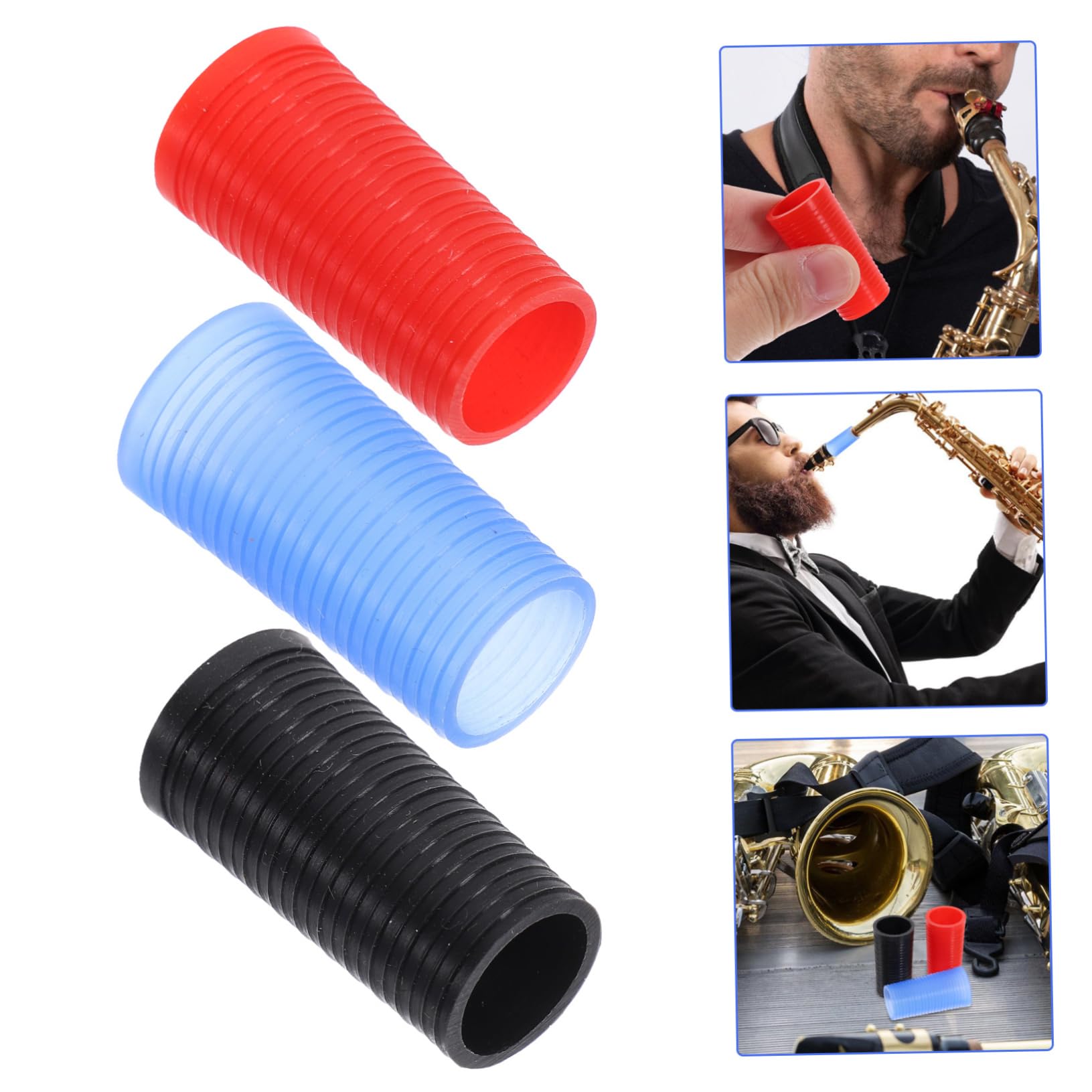 ibasenice Anelli in Silicone per Collo del Sassofono, 3 Pezzi, Facili da Rimuovere, Migliorano la Qualità del Suono per Sax Tenore e Accessori Fiati