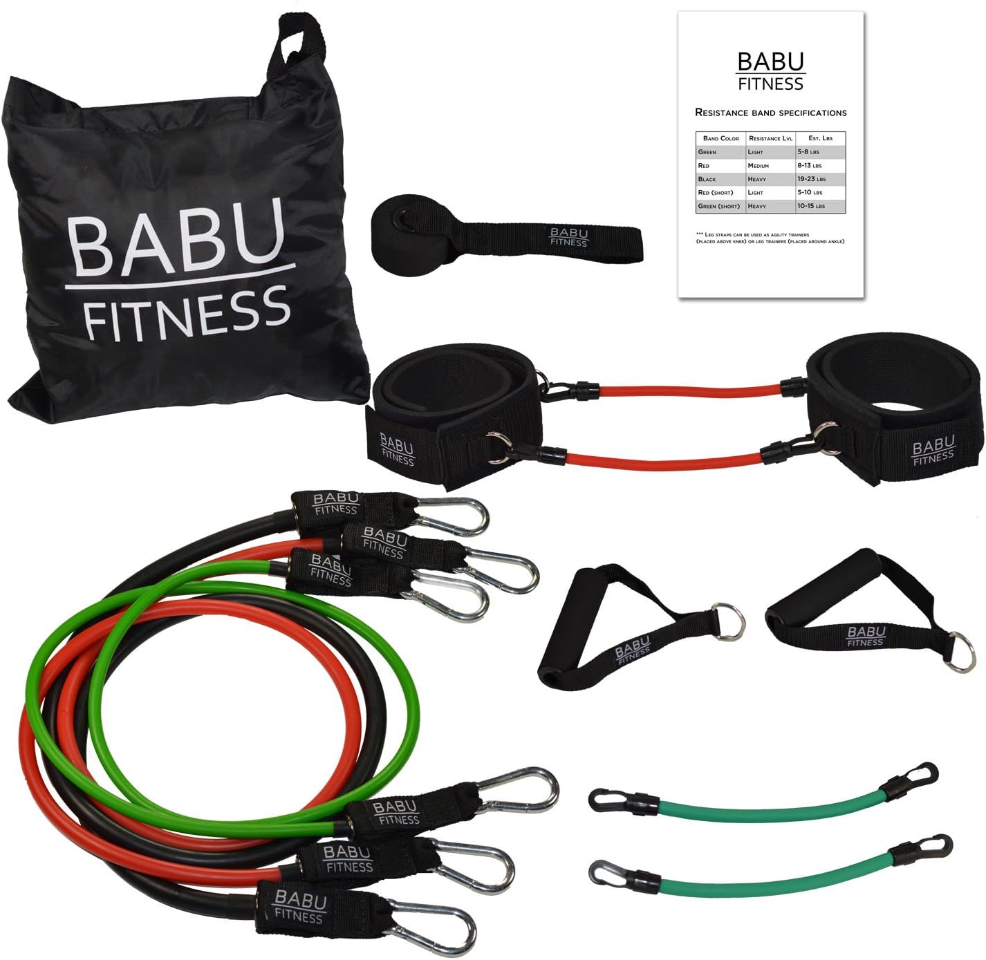 Heavy Duty 2-in-1 Resistance Exercise Band 13 Piece Set- Great for Full Body Workouts, Strength Training, Speed and Agility Training and Physical Rehabilitation Therapy