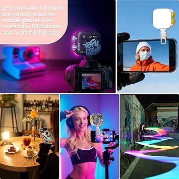 PHOTOOLEX RGB Video Light, Magnetic Small LED Panel Selfie Light w Cold Shoe Mount & Clip & Mini Tripod, 360 Full Color/CRI 96+/21 Scenes/2500-9900K/2000mAh, Portable Recording Photography Lighting