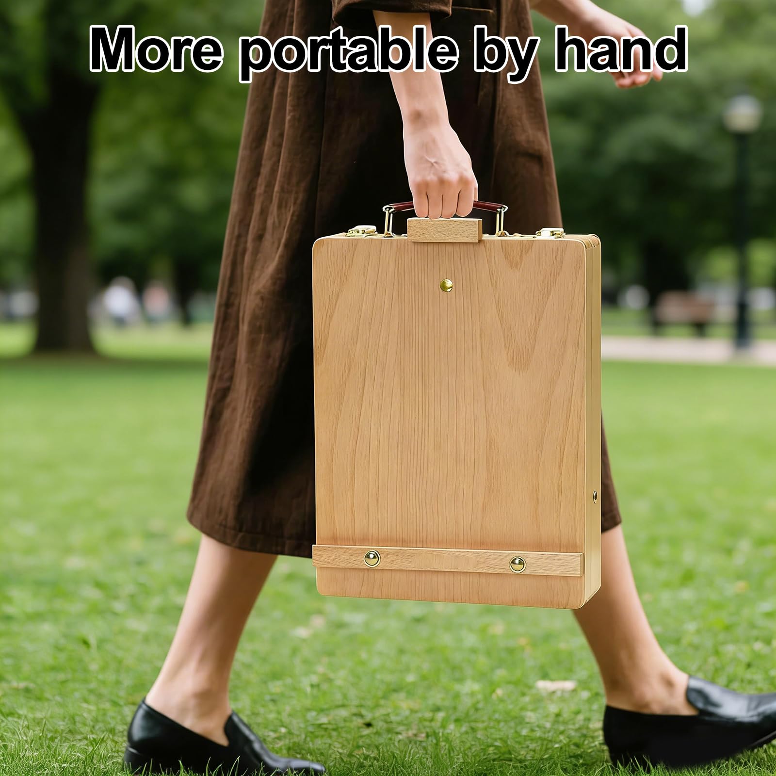 Caballete de madera, caballete de mesa con maletín de madera de haya, caballete 2 en 1 y caja de almacenamiento para artistas, adultos y estudiantes, estable marca y caballete, plegable y ahorra
