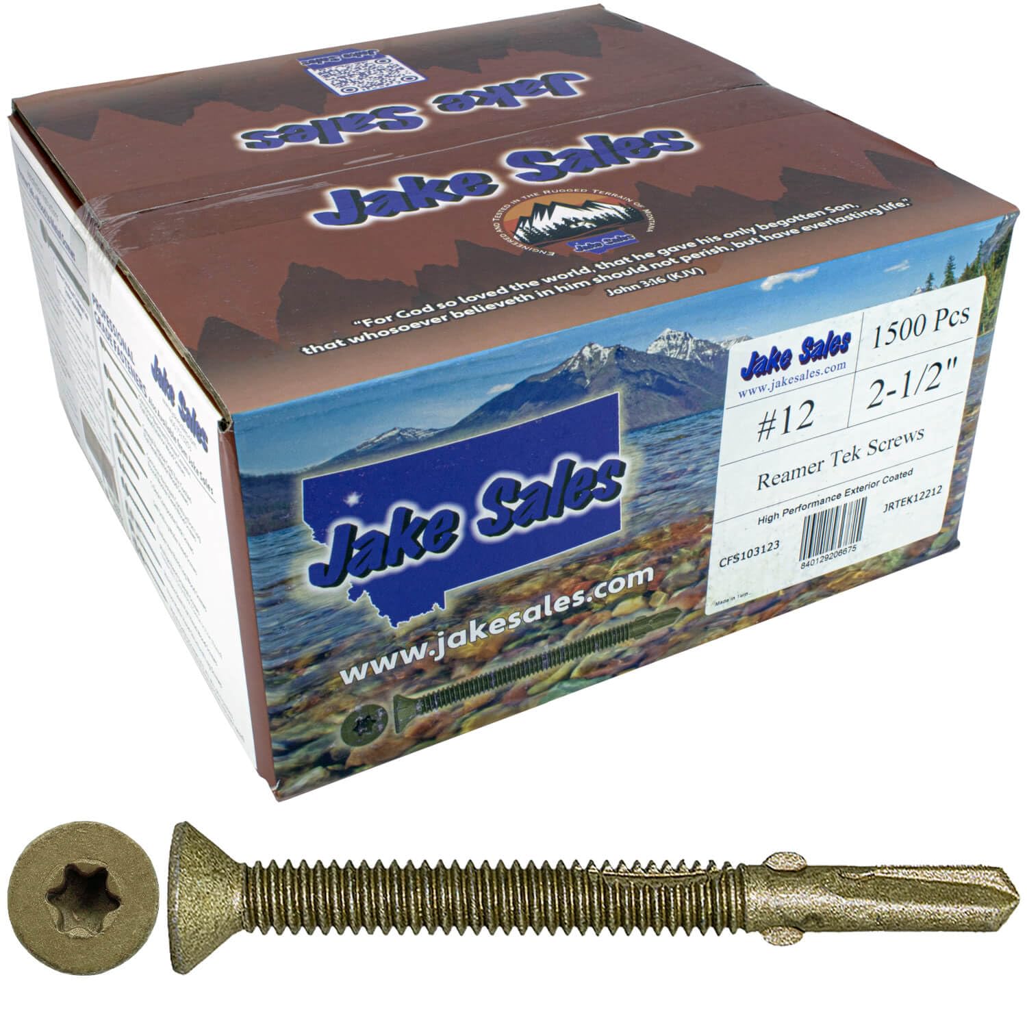 Jake Sales #12 x 2-1/2" Reamer Tek Torx/Star Head Self-Drilling Wood to Metal Screws - for Flatbeds, Trailers or Fastening Wood to Steel - T30 Torx