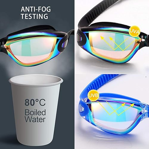 Miniatura 6 de Gafas de natación, paquete de 2 gafas de natación para adultos, hombres, mujeres, jóvenes, niños