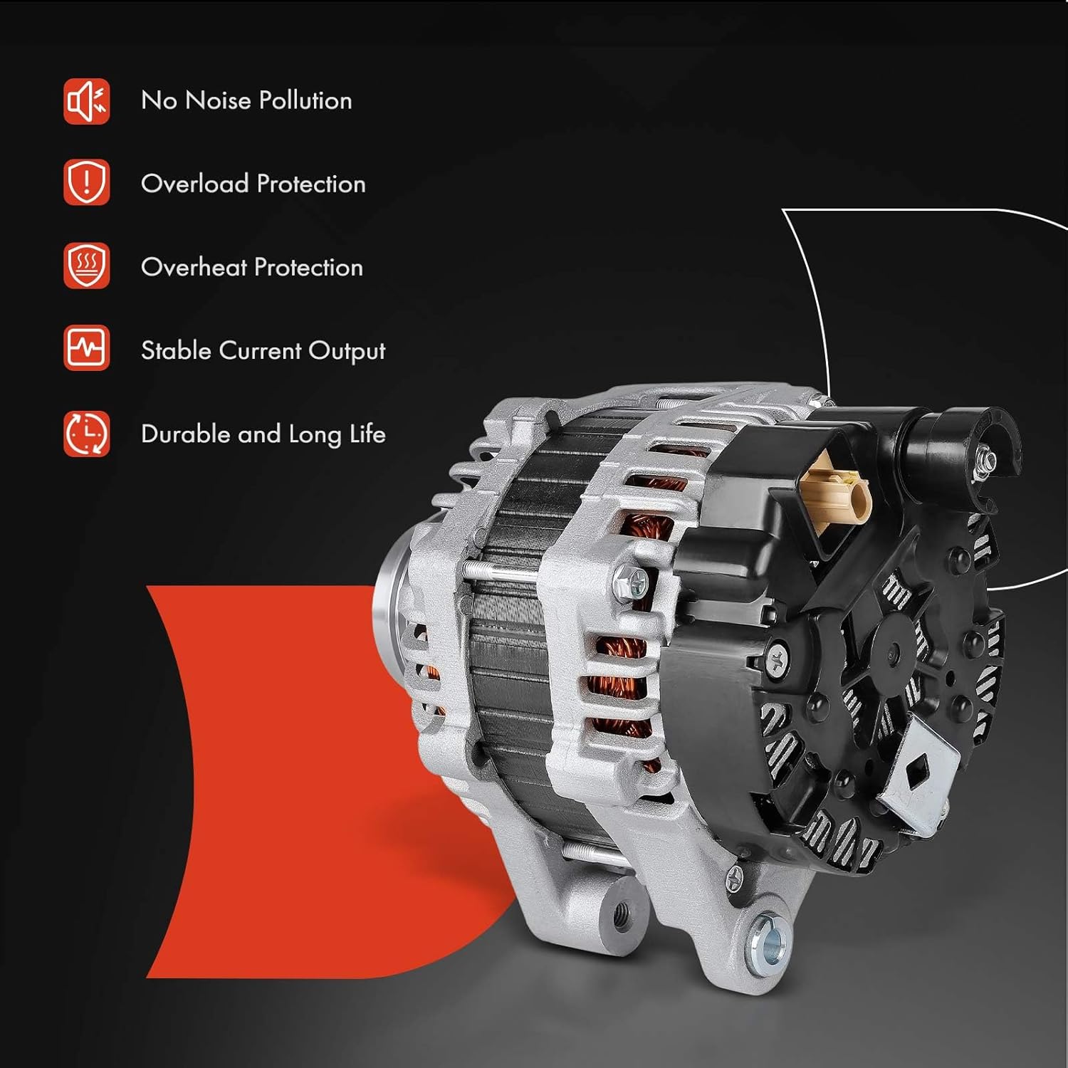 A-Premium Alternator Compatible with Honda Fit 2015-2016 1.5L, Automatic CVT Transmission, 12V 105A 6-Groove Decoupler Pulley Clockwise, Replace# 311005R7A01, AHGA95, 31100-5R7-A01, 31100-5R7-A02