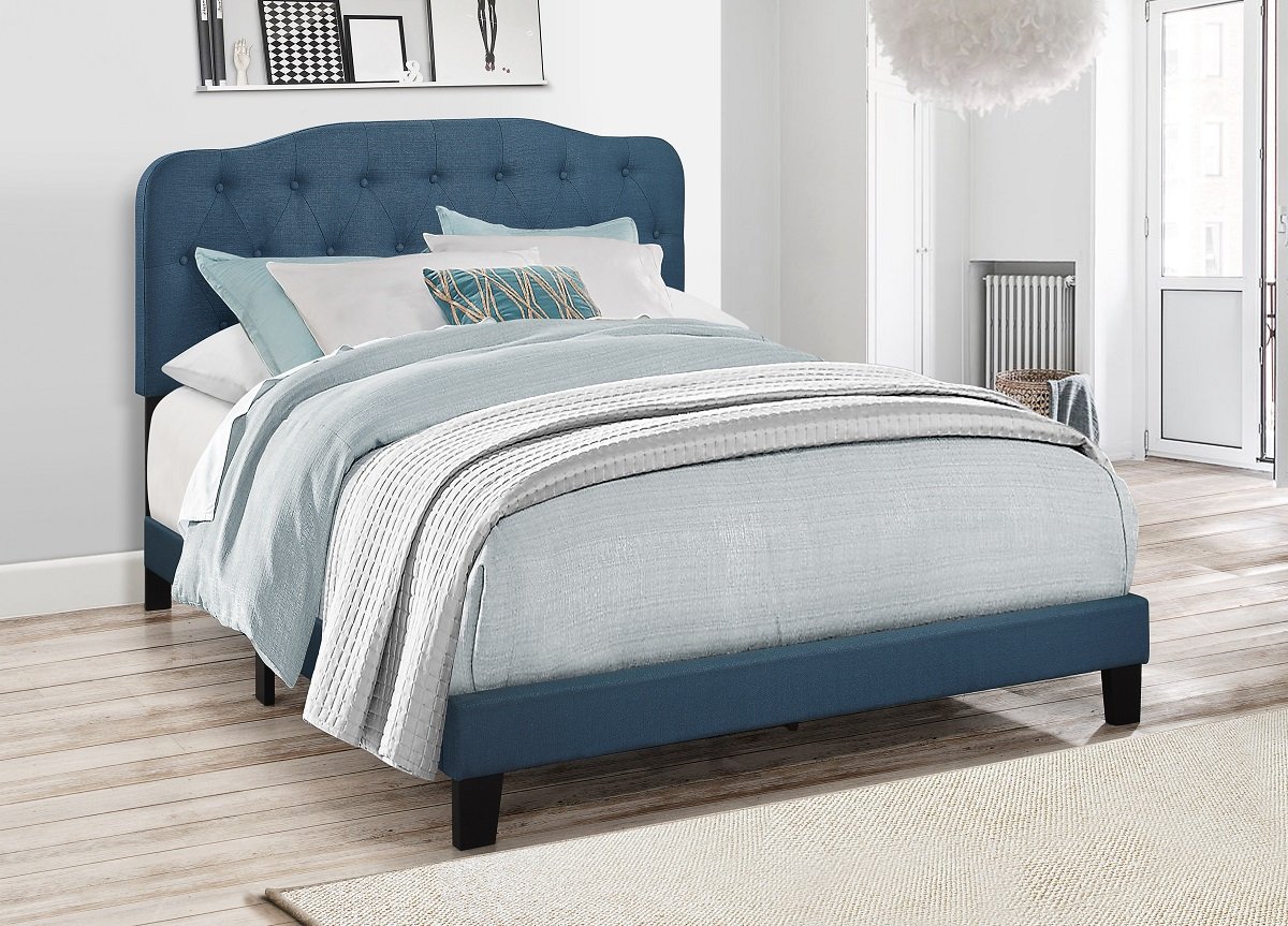 HOME DESIGN Carmel Upholstered Bed (King, Blue)