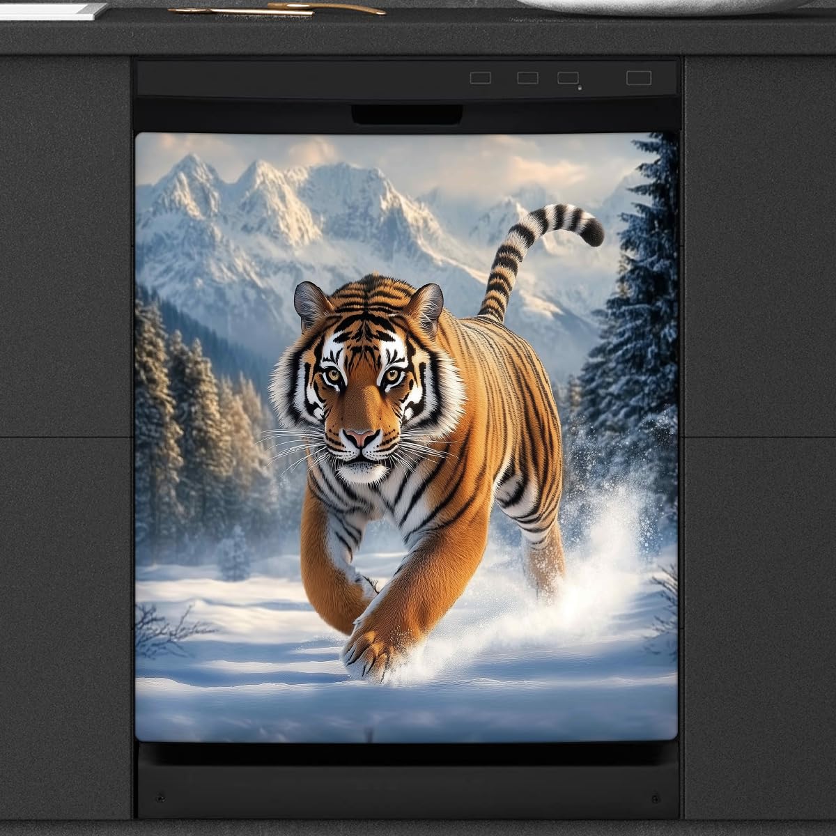 Funda magnética lavavajillas Running Tiger Winter panel reutilizable 53x66cm 8