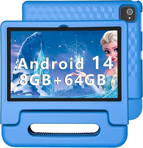 ITDULCET Tablet para niños, Tablet Android 14 de 10 pulgadas para niños, 8 GB RAM 64 GB ROM Octa-Core Batería de carga rápida Tablet para niños con