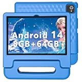 Kids Tablet, 10 inch Android 14 Tablet for Kids, 8GB RAM 64GB ROM Octa-Core Fast-Charging Battery Toddler Tablets with Shockproof Case, Bluetooth, WiFi, Parental Control, Dual Camera, GPS