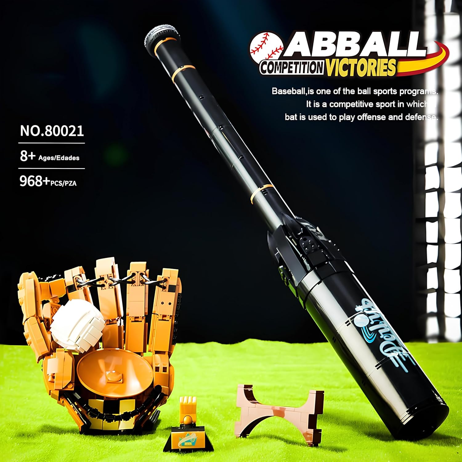 Sosuy Set De Construction Baseball – 968 Pièces, Bâton, Gant, Balle, Trophée Et Support – Jouet STEM éducatif – Cadeau Fan Sport Dès 8 Ans