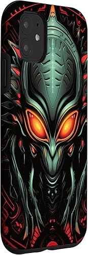 Vista 9 de iPhone 14 Pro Cute Green Alien Head UFO Space Face Alien Case