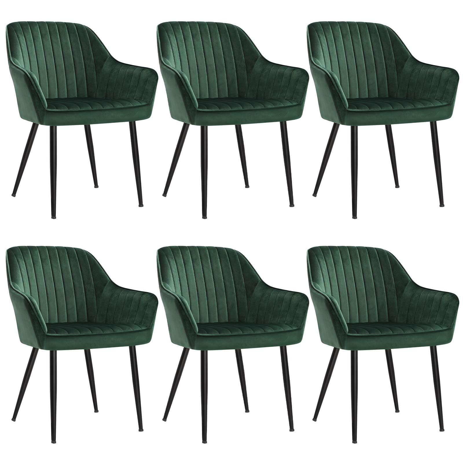 SONGMICS Dining Chair, Kitchen Chair, Velvet Armchair, Upholstered with Armrests, Max. Load 120 kg, Metal Legs, for Dining Room, Lounge, Cappuccino Beige and Ink Black LDC087LH01 — view 15