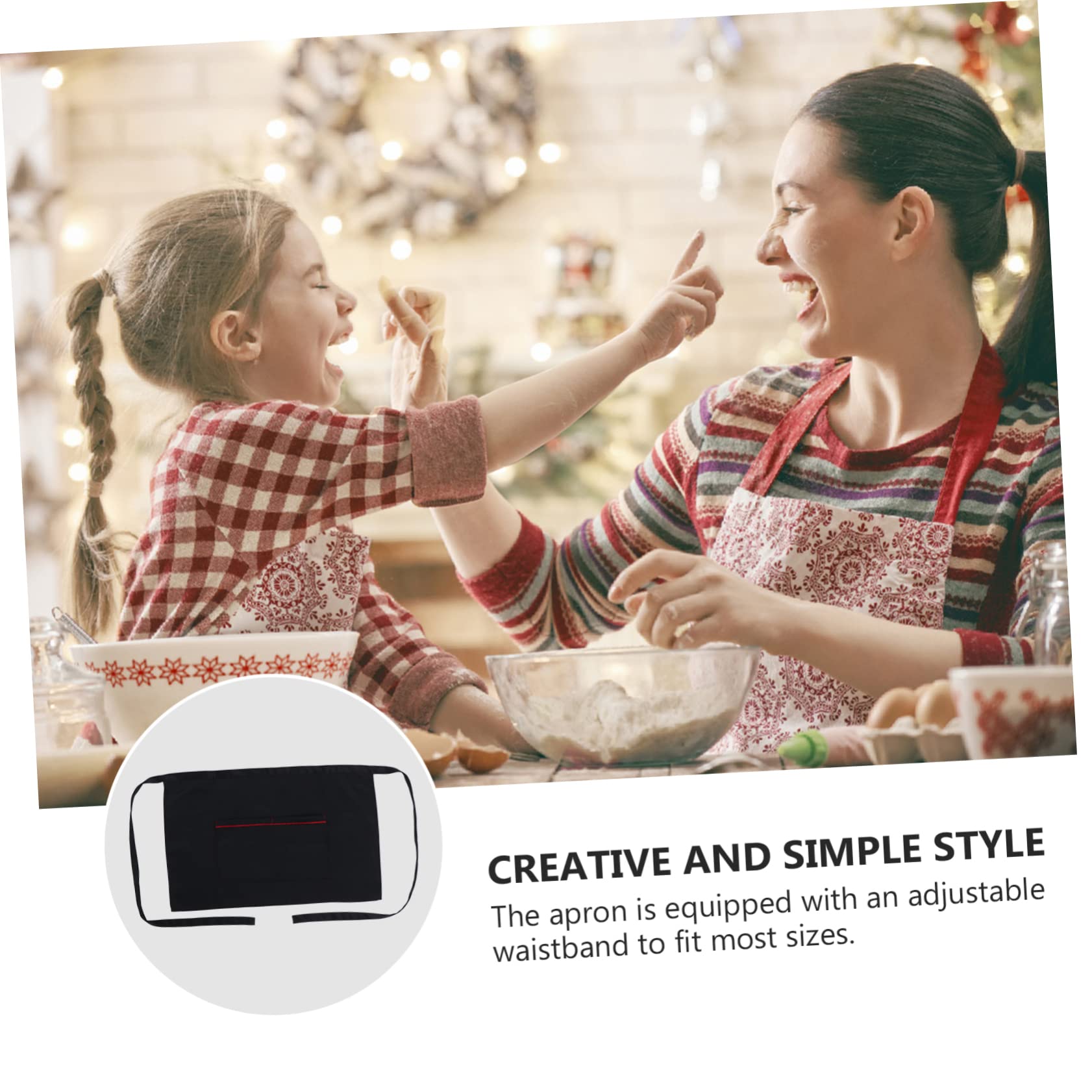 NAMOARLY Short Apron Server Waist Apron Pastry Apron Waitress Waist Apron Housework Apron Waitress Apron Stain Resistant Apron Kitchen Cooking Apron Smock Apron Black Polyester Cotton