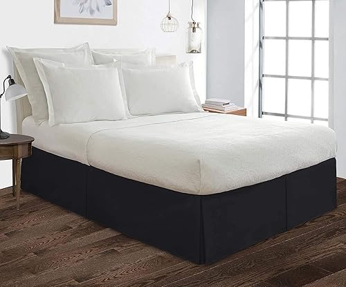 Cotton Delight Falda de cama tamaño Queen 100% tela de mezcla de algodón, ajuste a medida de alta calidad, 1 falda de cama tamaño Queen de 12 Negro