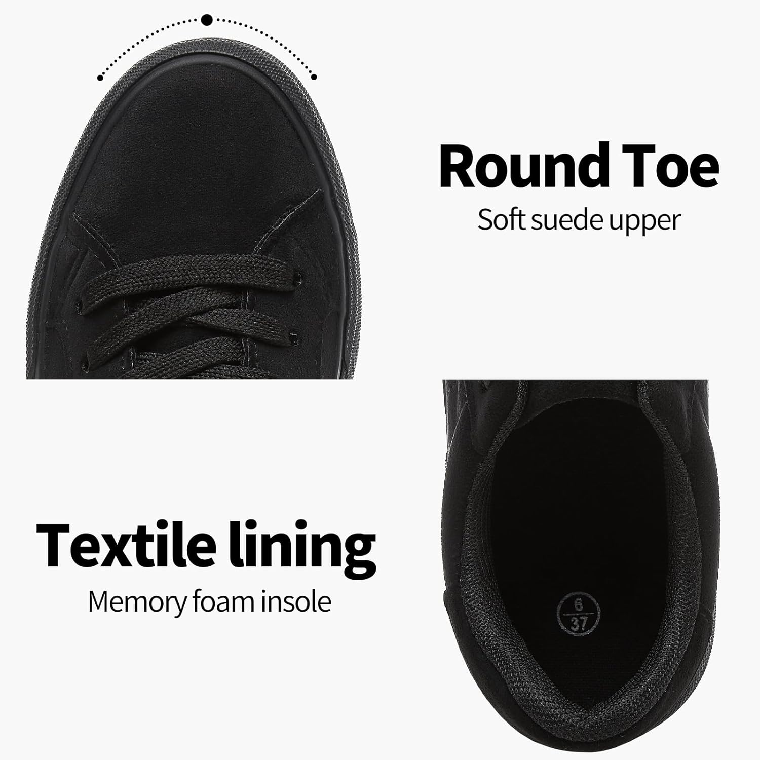 Uoidru Womens Tennis Shoes Faux Suede Sneakers Comfortable White Shoes for Women Lace Up Women Non Slip Casual Walking Shoes - Image 3