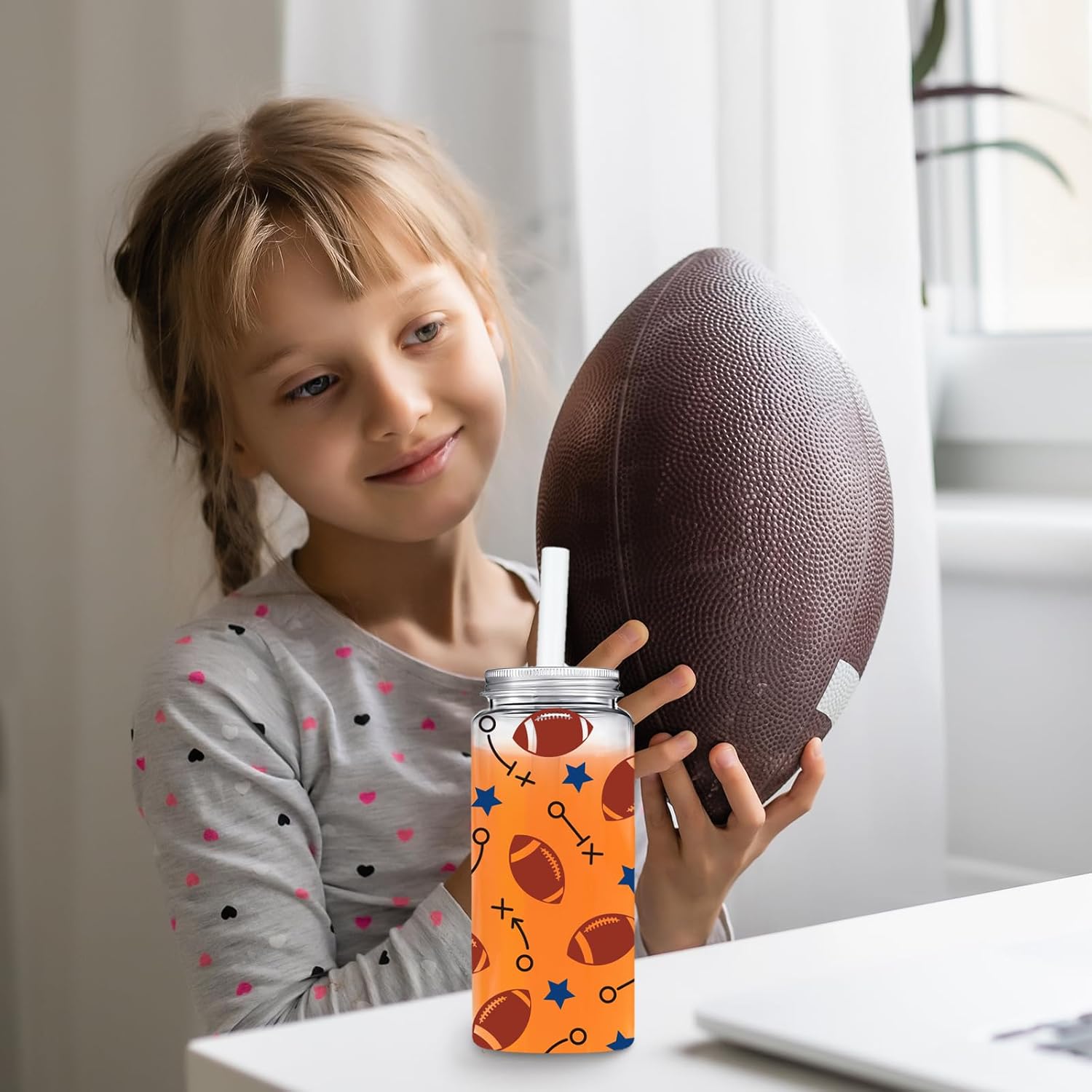 Whaline 20Pcs Football Plastic Cups with Lids and Straws Clear Sports Theme Party Drinking Cups Reusable Tumblers for Party Supplies - Image 7