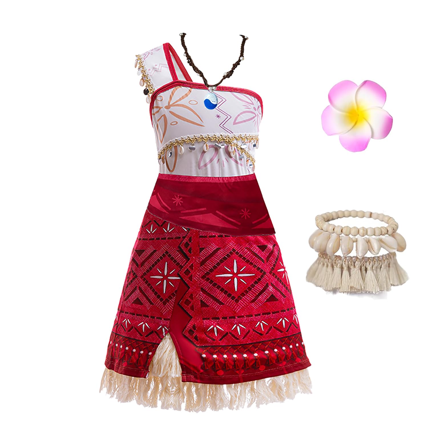 Hewtwerck Princess Costume for Girls Adventure Outfit Ocean Birthday Party Dress Up with Necklace & Anklet Accesories