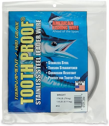 Miniatura 42 de AFW Alambre duro de acero inoxidable a prueba de dientes, brillante y camuflaje para tiburón, barracuda, caballa real, Wahoo, protección contra