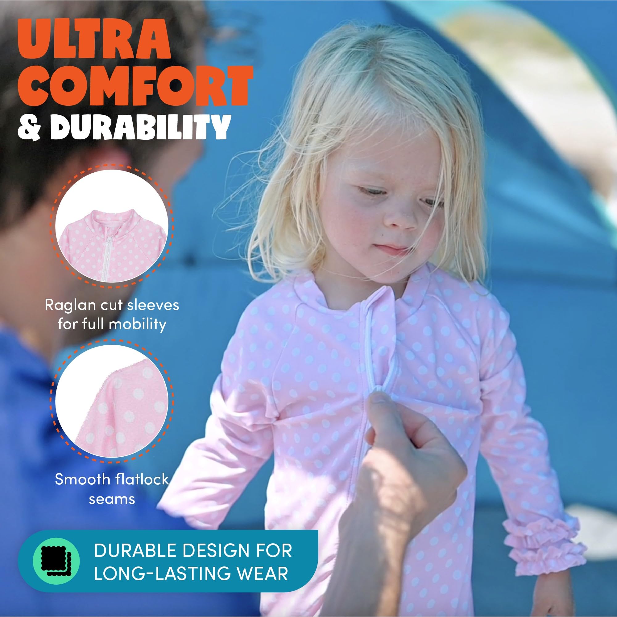 SwimZip Traje de baño de manga larga UPF 50+ para niñas, para bebés, niños pequeños y niñas pequeñas