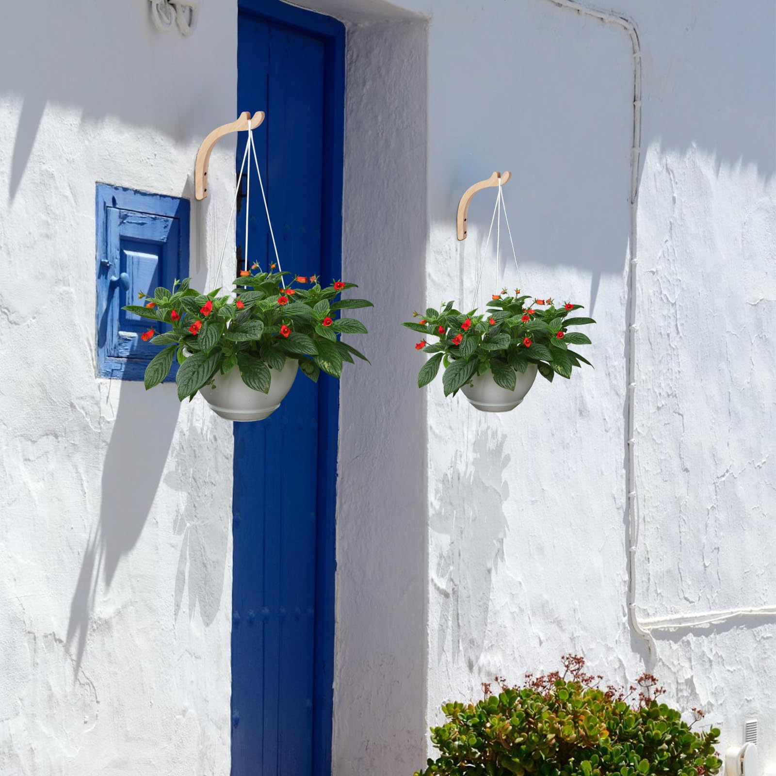 Set Di 4 Fioriere In Macramè, Da Appendere All'interno, In Corda Di Cotone Bohémien, Con Ganci, Per Piante, Per Interni Ed Esterni, Balconi, Decorazione Da Parete - Foto 5