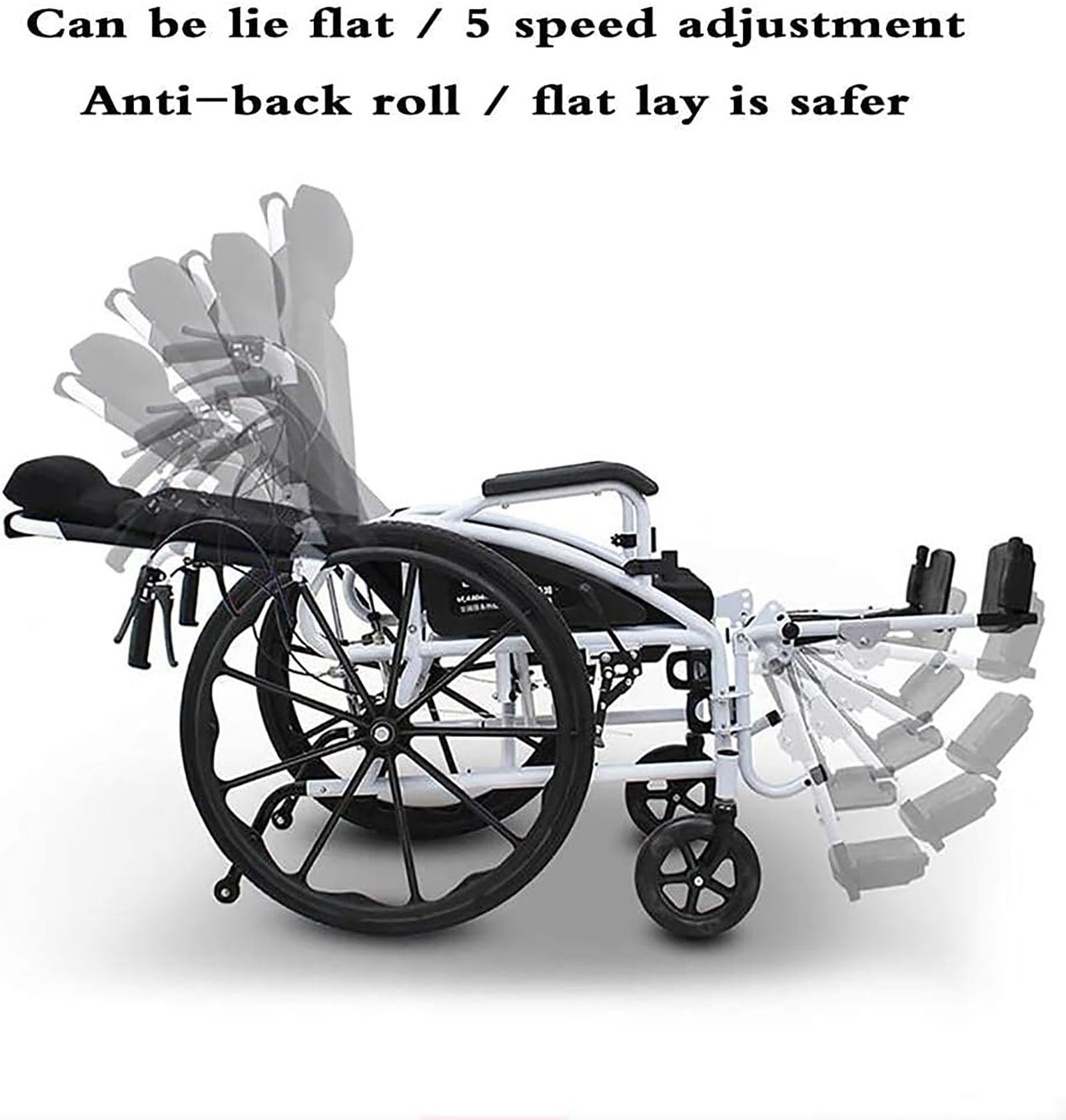 Silla de ruedas plegable, Silla de Ruedas de Transporte Ligera con Reposacabezas, con Respaldo Reclinable Silla de Ruedas de Viaje Portátil, Scooter de Movilidad para Adultos, para Movilidad de Discap