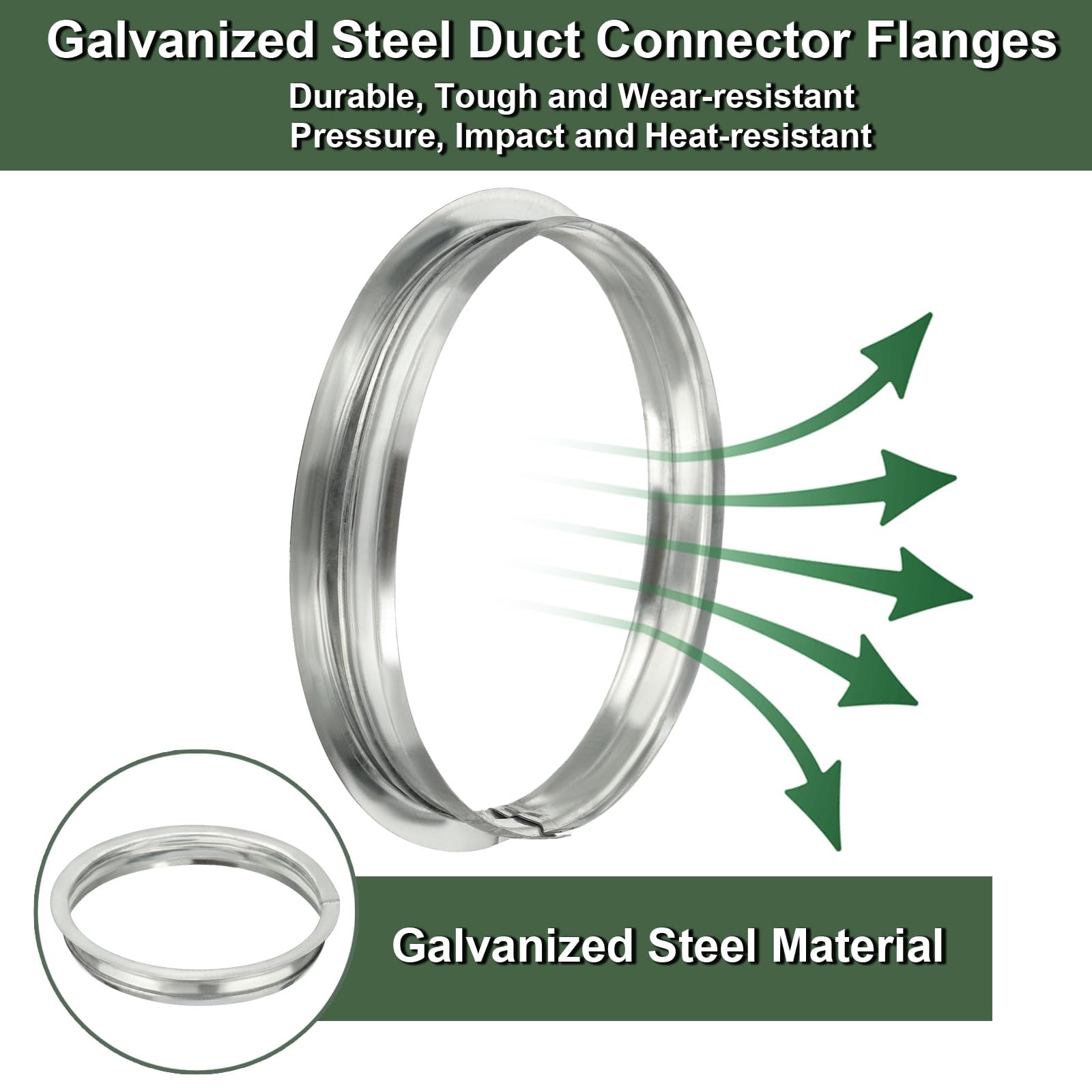 YOKIVE Duct Connector Flange, Round Galvanized Steel Air Ducting Mounting Plate - Image 3