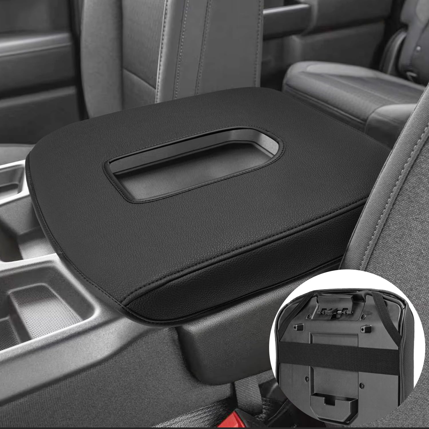 Center Console Cover For 2019-2026 Chevy Silverado & GMC Sierra 1500 2500 3500 HD Accessories, 40/20/40 Jump Seat, Vinyl Leather Arm Rest Protector,
