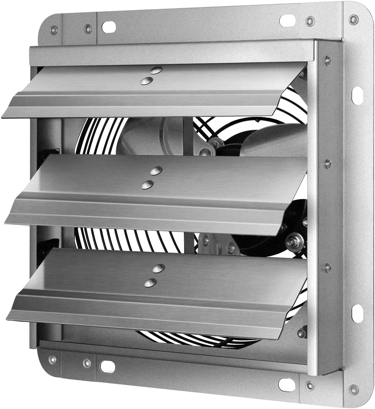 7 inch (17.8cm) Shutter Exhaust Fan Aluminum,Variable Speed Fan for Attic Barn Shed and Greenhouse Ventilation,High Speed 1650RPM, 820CFM, 1-Pack, Silver