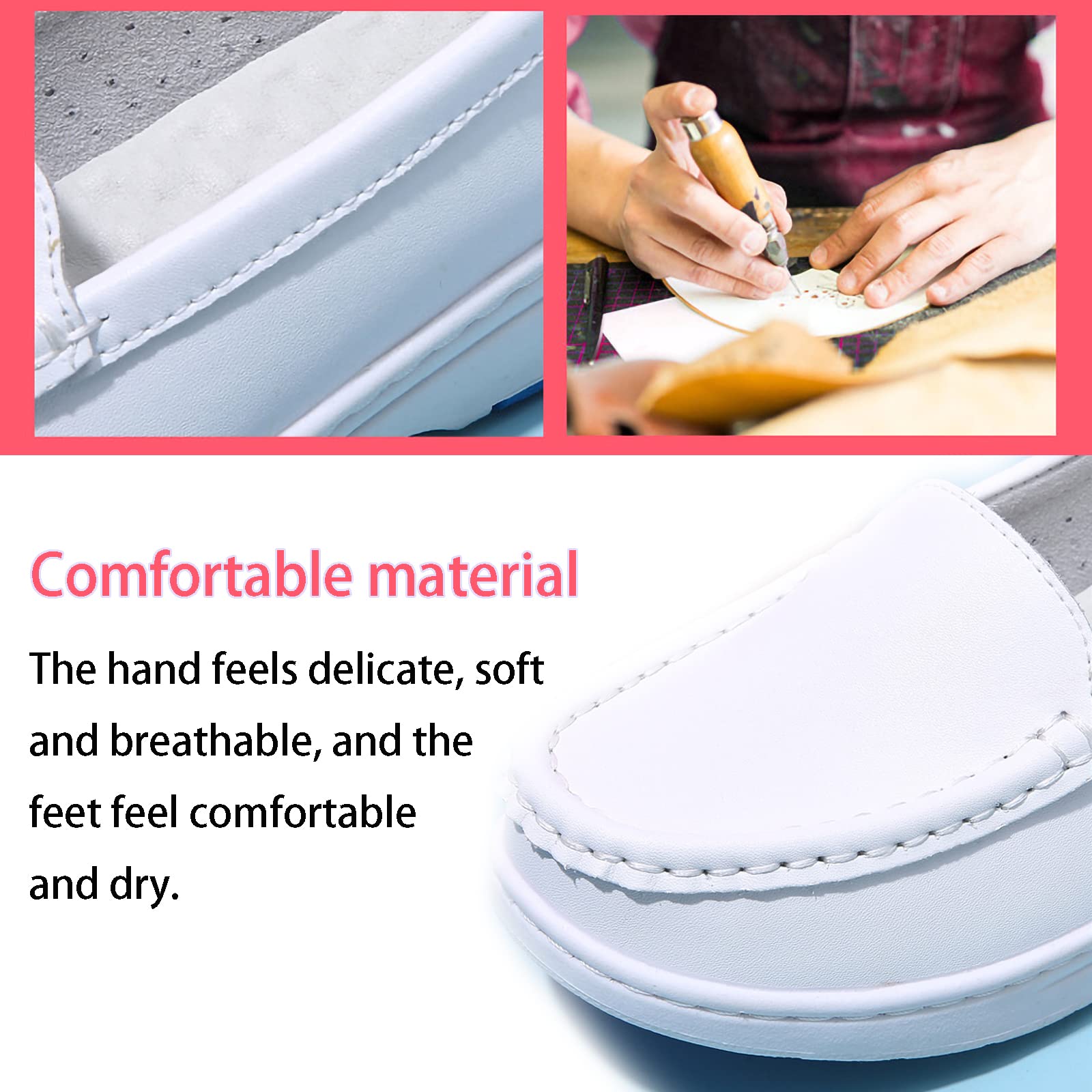 Zapatos de enfermería Blancos para Mujer, Zapatos de Enfermera Profesionales, cómodos para Caminar, sin Cordones, para Trabajo en Restaurante de Enfermera, Ligeros