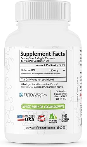 Miniatura 7 de Berberina HCL 1200mg diariamente - Suplemento de berberina pura de alta potencia 600 mg por cápsula - 60 cápsulas - Apoya la salud metabólica,
