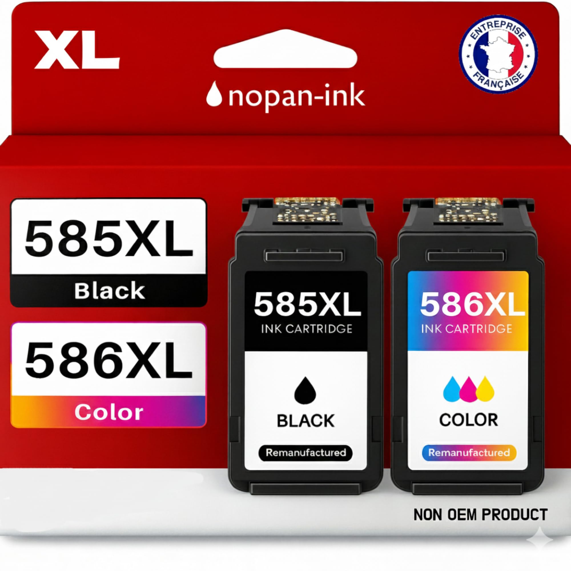 NOPAN-INK Pack de 2 Cartouches Compatible pour Canon PG585XL CL586XL 3 X Plus d'encre Noir & Couleur