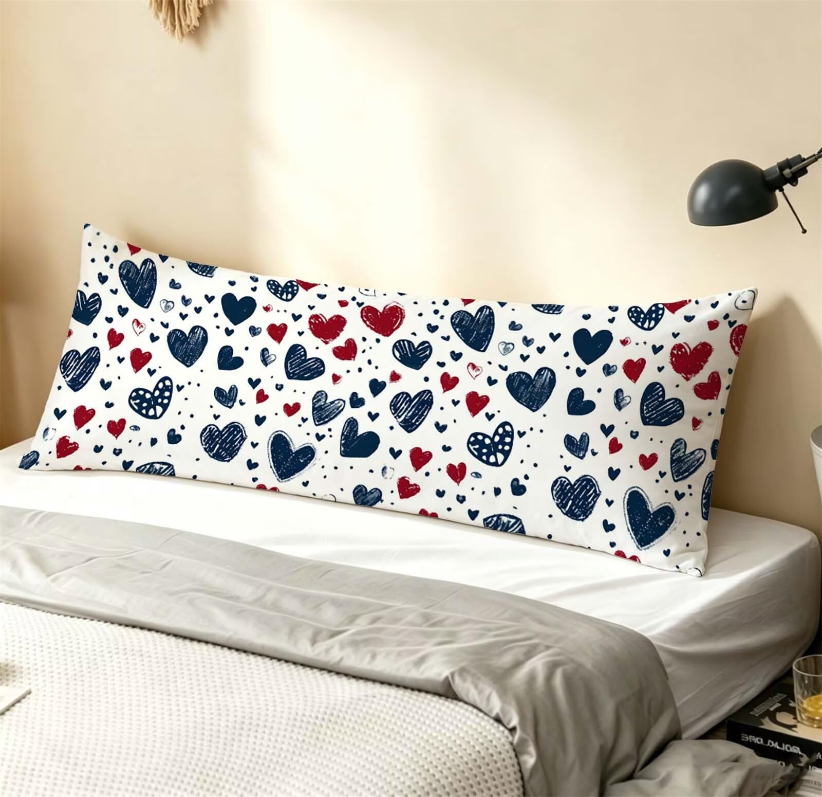 Fodera Cuscino 50 x 150 cm, Abstract-1 Lino Copricuscini Letto, | con Invisibile Cerniera, Morbida e Traspirante, per biancheria da letto, divano, hotel, chi dorme sul fianco Amore j-85