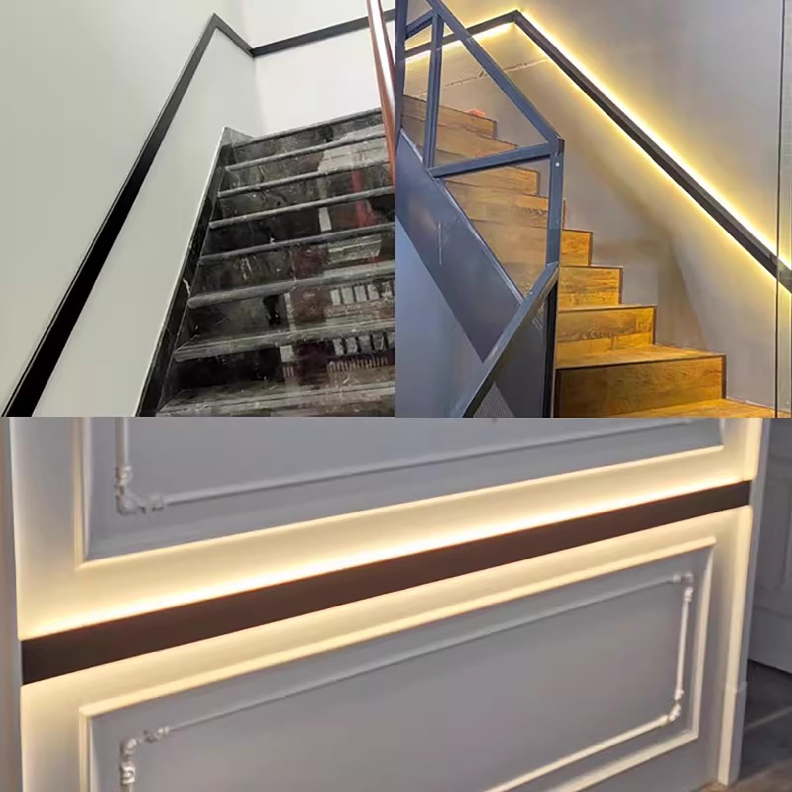 Profili per Strisce LED Profilo in Alluminio per LED da Parete/soffitto, diffusore per Strisce LED per Illuminazione di battiscopa, Profilo lineare per LED da 2 3 4 5 6 7 8 10 Metri(20ft/6m)