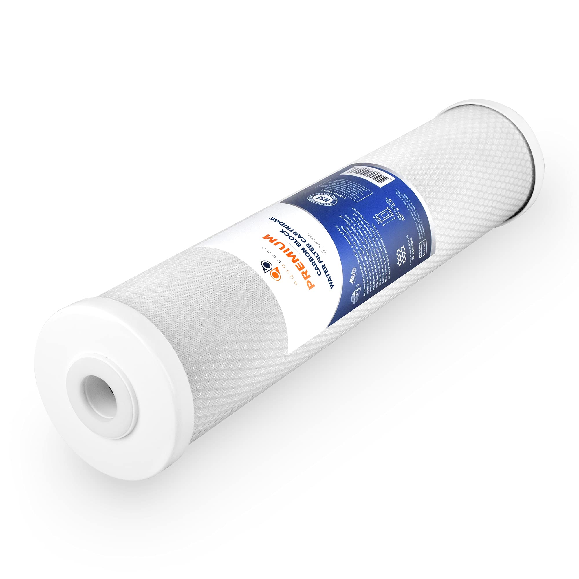 Aquaboon Cartuccia di ricambio per filtro dell'acqua a carbone attivo CTO, 5 micron, 20 x 4,5, per tutta la casa, compatibile con FC25B, EP-20BB, confezione da 2
