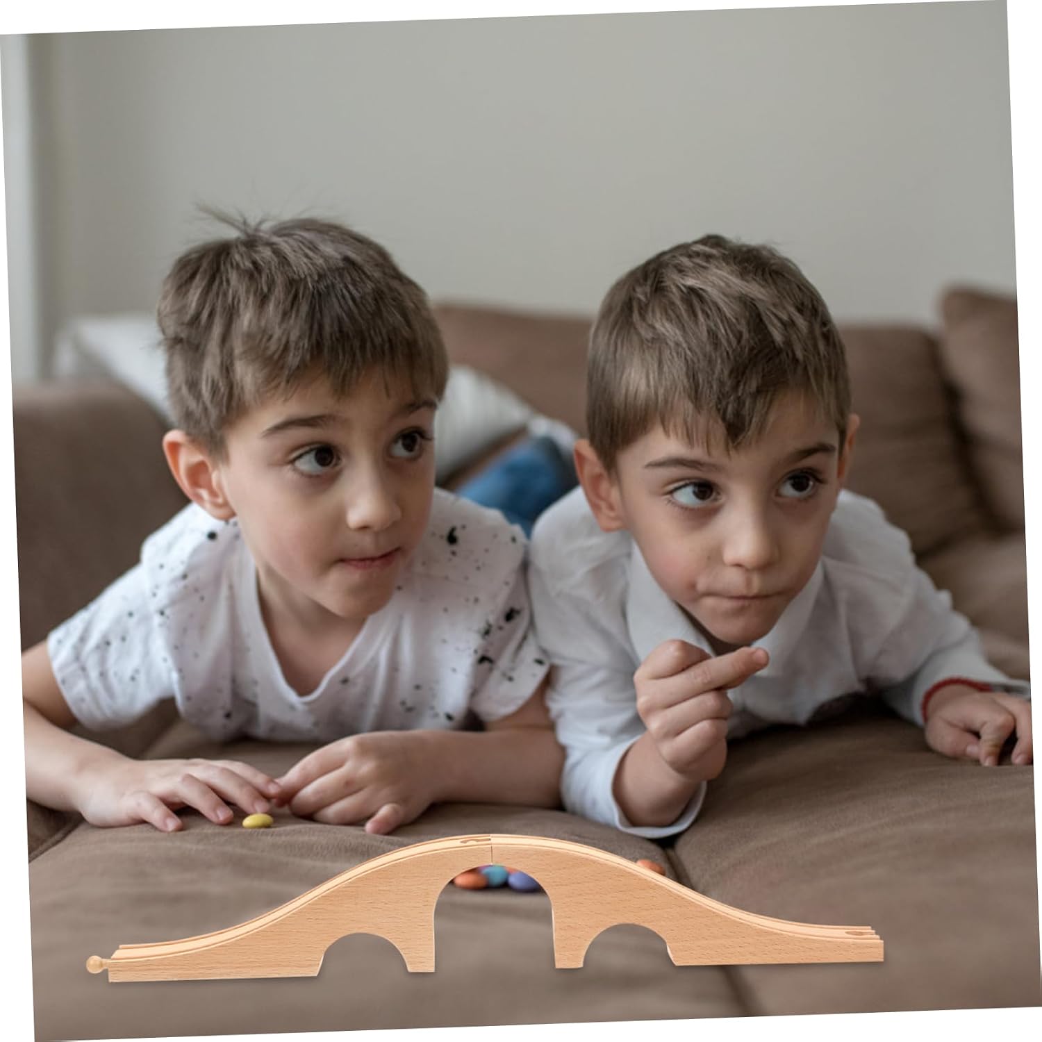 2pcs Wooden Train Track Bridge Model Set Expansion Accessories for Toy Train Railway Scenes Includes Bridge Gray Slope for Boys and Girls Imaginative Play
