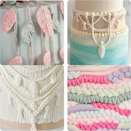 Miniatura 6 de Molde de silicona para fondant de cuerda de cáñamo moldes de chocolate con borde de borla decoración de tartas de punto moldes para hornear para