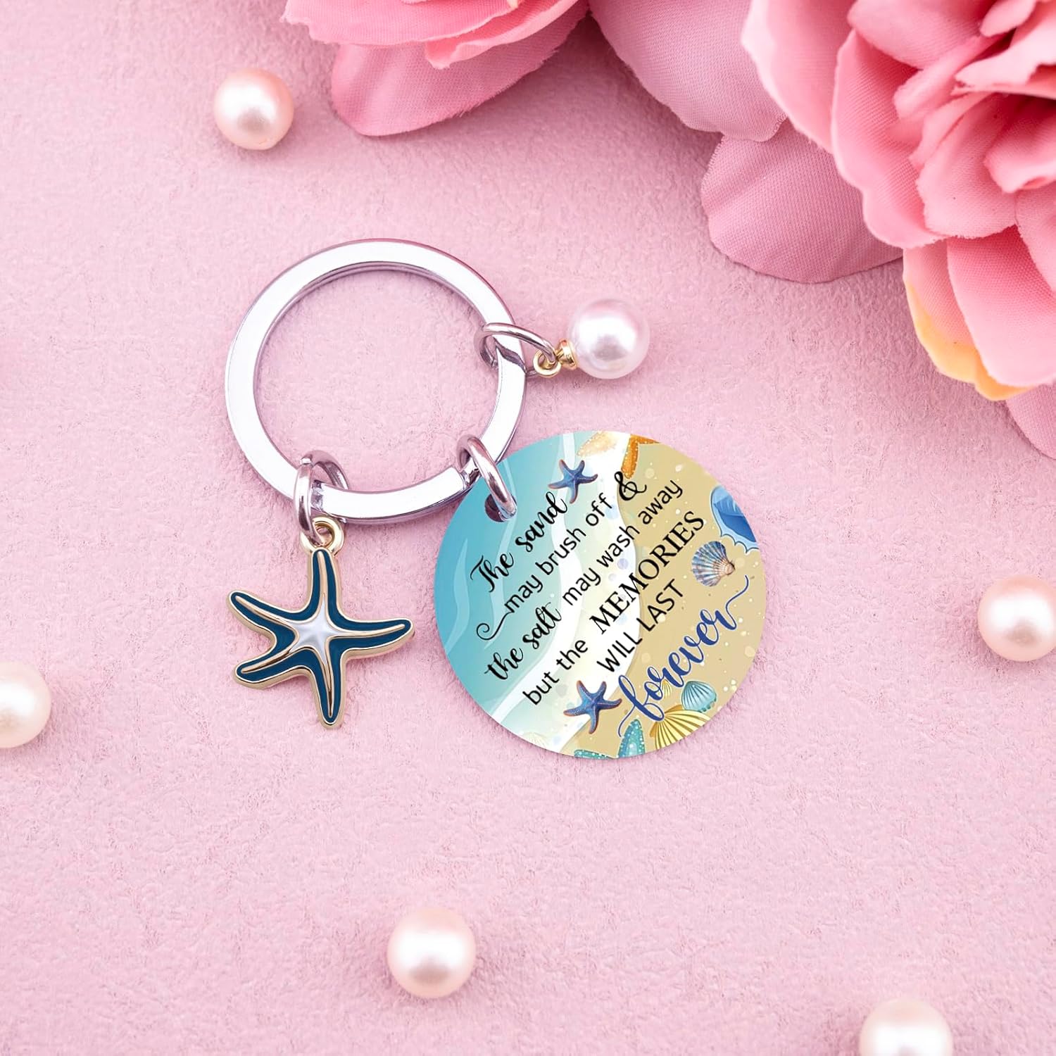 Beach Gifts For Women Starfish Decor Seashell Ocean Decor Beachy Christmas Ornaments Starfish Keychain For Christmas Long Distance Gifts For Friends Birthday Beachy Accessories Stuff - Image 6