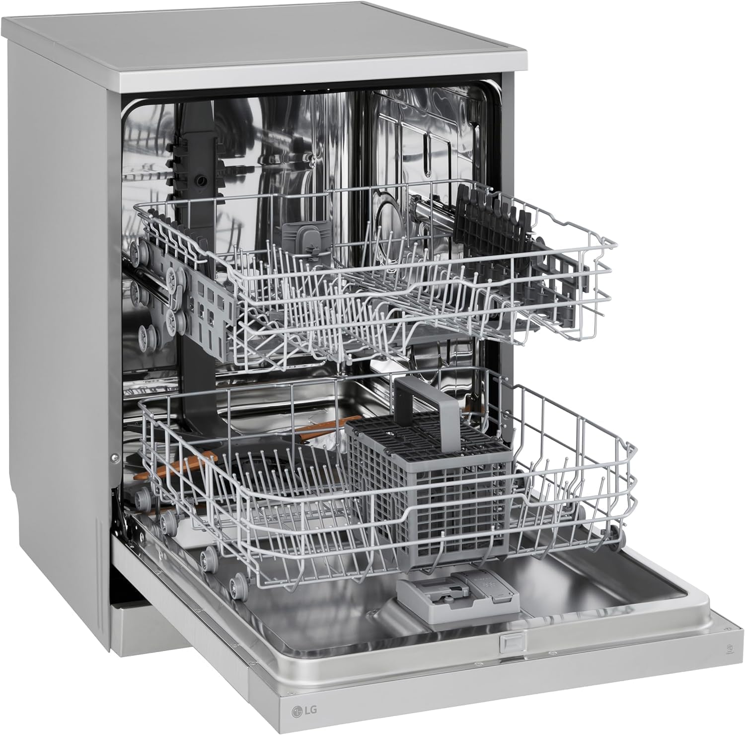 LG DF141FV Lavastoviglie Libera Installazione, Serie 1, Lavastoviglie 14 coperti, Classe D, Sistema QuadWash a 4 Bracci Irroratori, Programma Turbo, EasyRack Plus, Smart Diagnosis, Grigia
