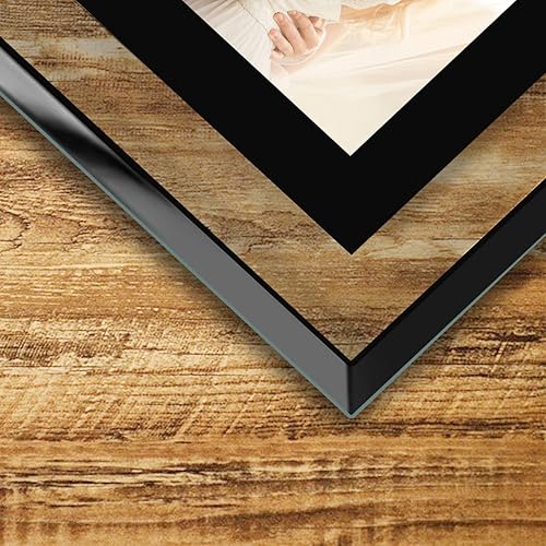 Miniatura 3 de Marcos de fotos de 4 x 6 pulgadas, color negro, juego de 2, marcos de fotos de vidrio real HD de 4 x 6 para exhibición de mesa, regalos de boda,