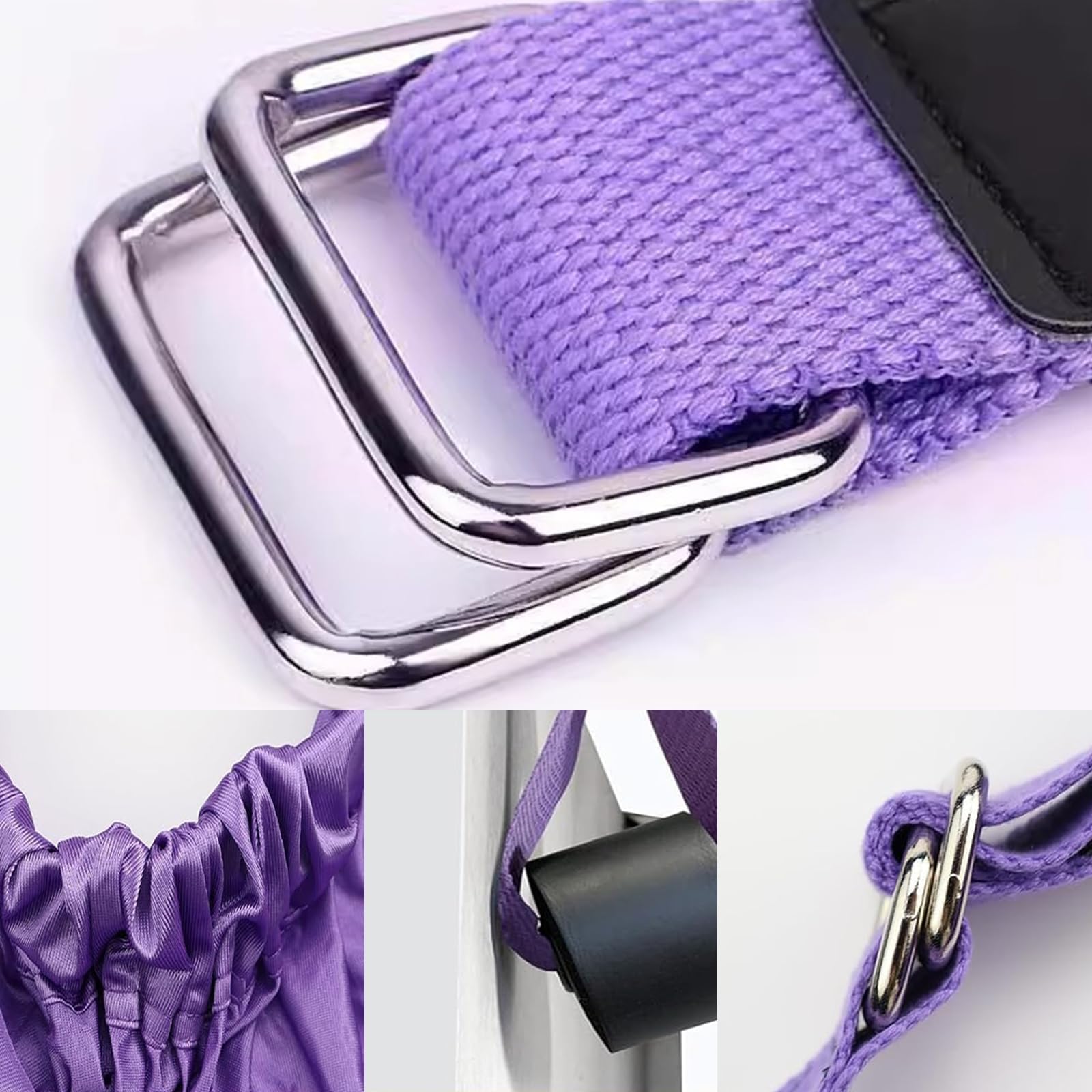 Amaca Aerea Antigravità per Yoga, Amaca Yoga, Cinghia larga 40 mm può essere regolata liberamente e può sopportare un carico di 150 kg, Per yoga, Pilates, Ginnastica, Flessibilità(Purple)
