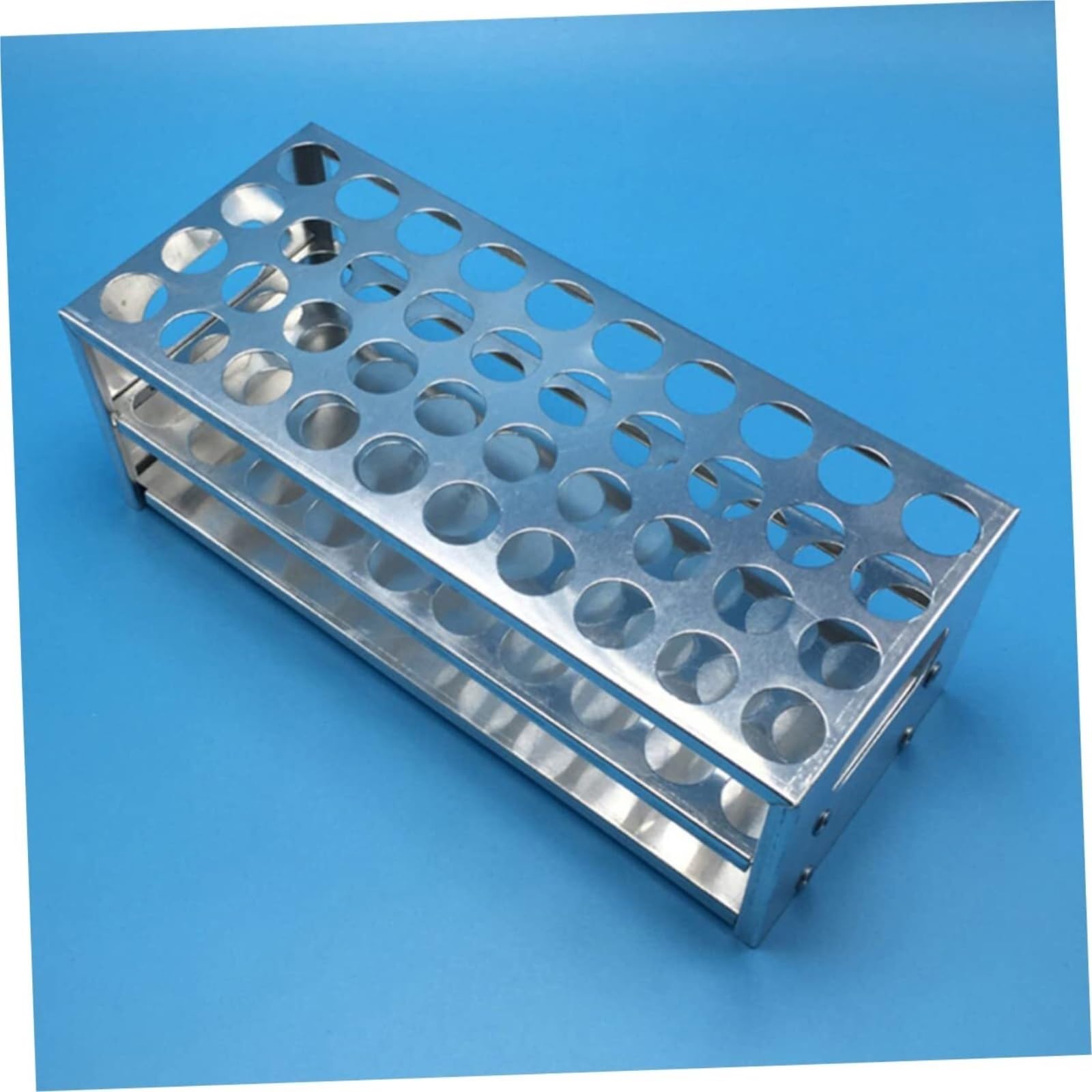 Estante de tubo de prueba de acrílico, Gradilla for tubos de ensayo laboratorio 40 agujeros plata 23,5x8,5x9,5cm acero inoxidable